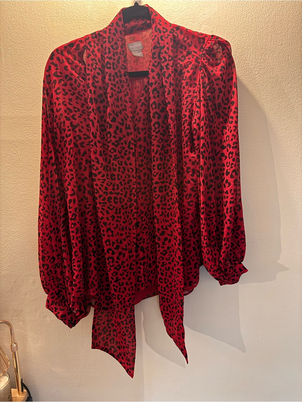 Chico's Red and Black Leopard-Print Blazer Jacket
